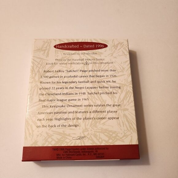 Hallmark Keepsake Ornament Baseball Heroes 1996 Robert LeRoy "Satchel" Paige - Picture 2 of 4